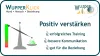 Icon: Waage zeigt in grünem Bereich an. Text: Positiv verstärken - Daumen hoch- erfolgreiches Training - bessere Kommunikation - gut für die Beziehung